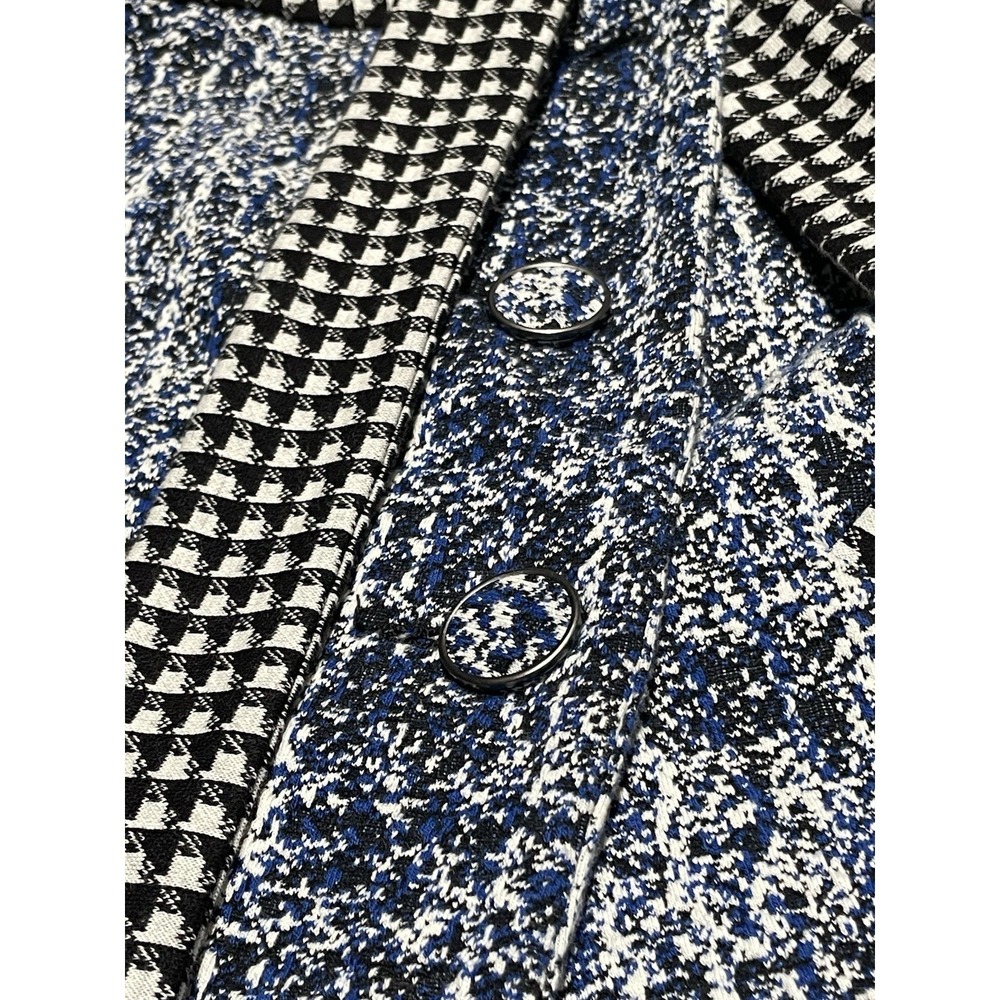 CAbi Women's 21 Club Blue Black Tweed Jacket Blazer XS (16x20") Missing Button - Picture 4 of 7